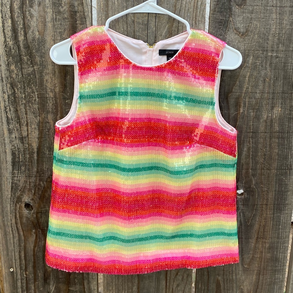J. Crew amazing rainbow sequin top